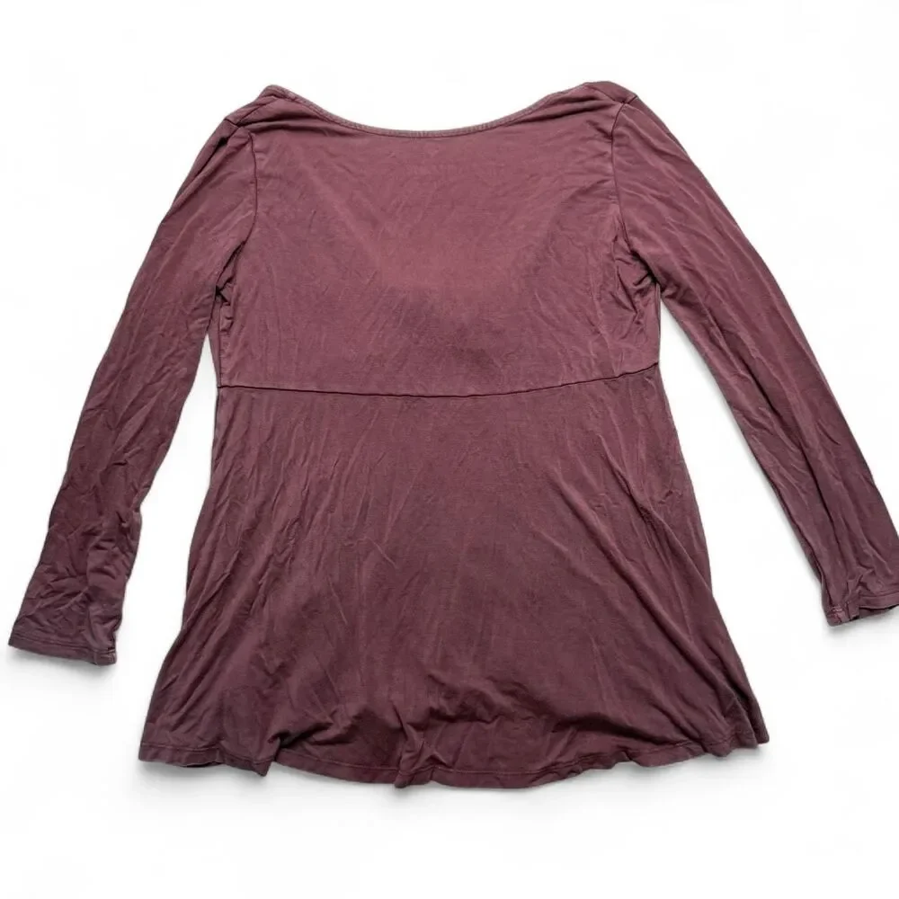 American Eagle Soft Sexy Tie Front Babydoll Top Womens VS Mauve Plum Purple - Picture 4 of 7